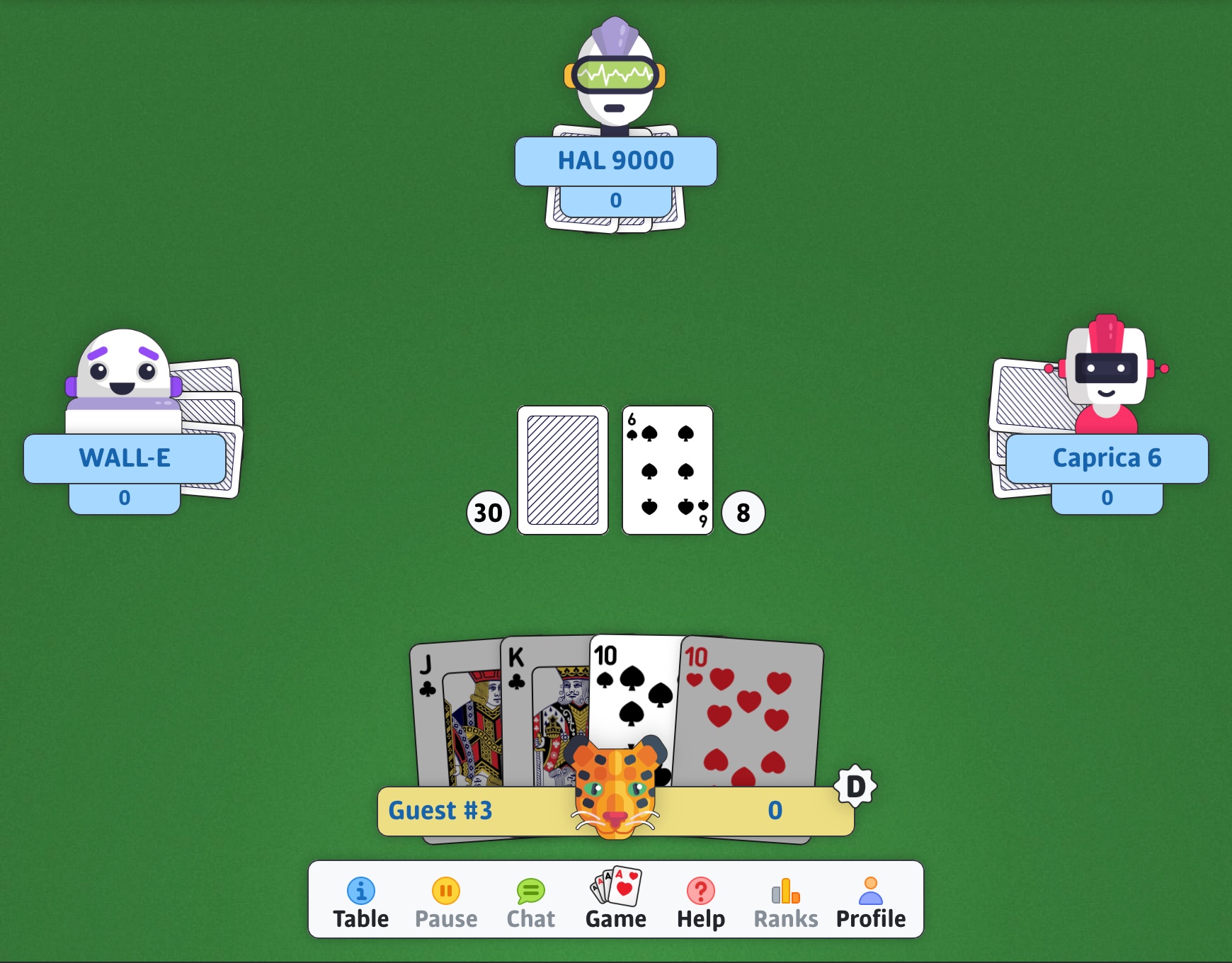 Play free Crazy Eights online - Crazy Eights card game screenshot