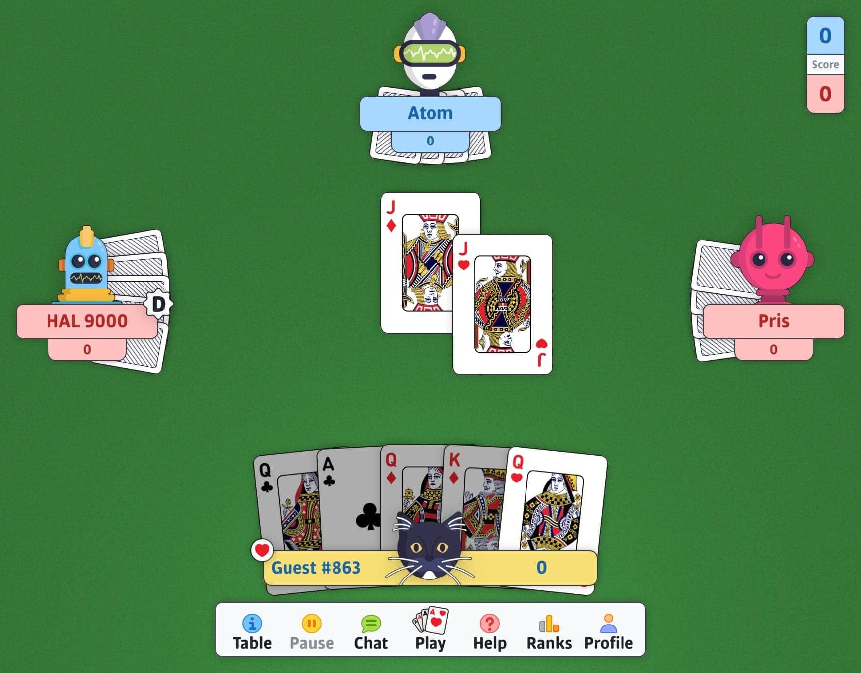 Play free Euchre online - Euchre card game screenshot