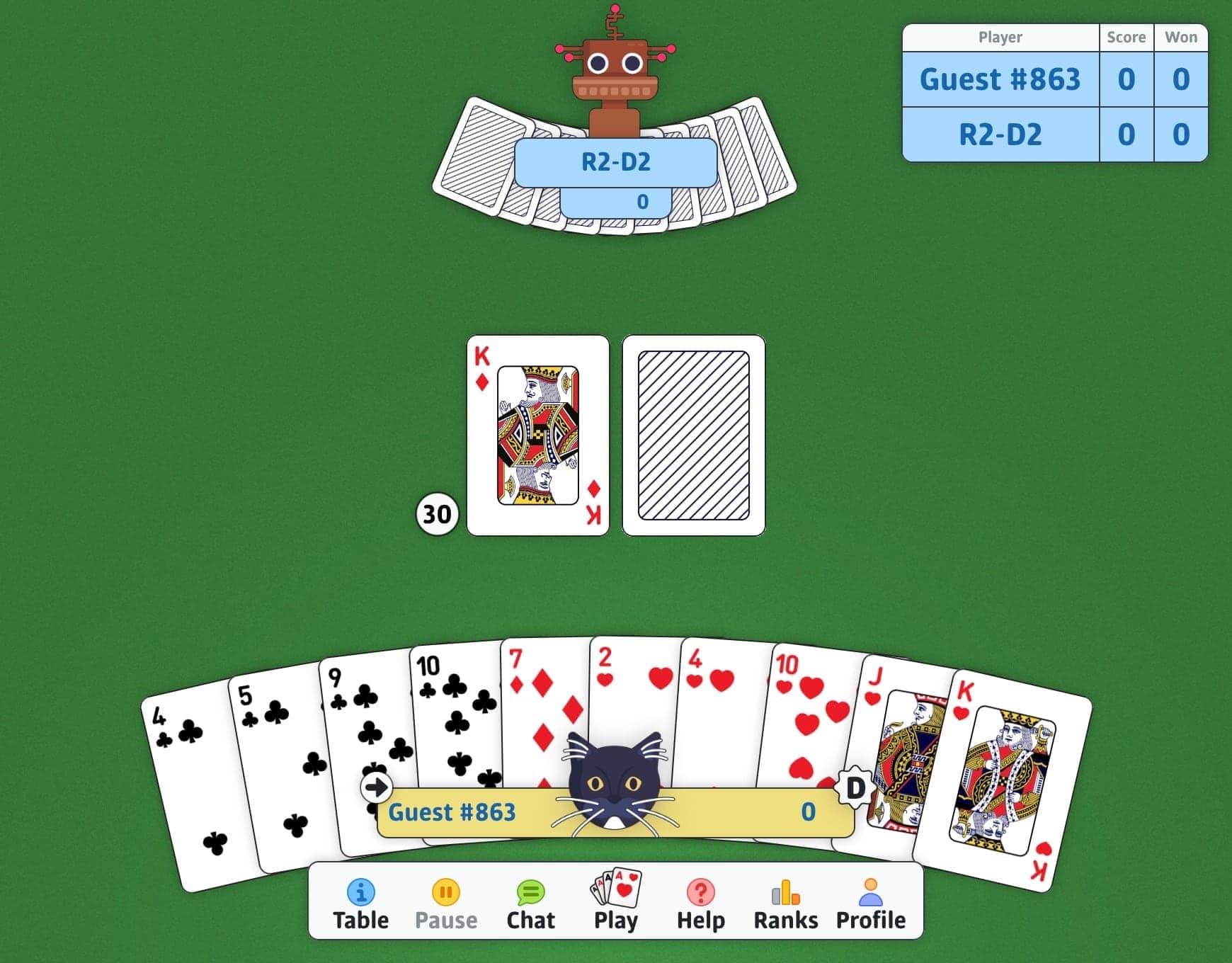 Play free Gin Rummy online - Gin Rummy card game screenshot