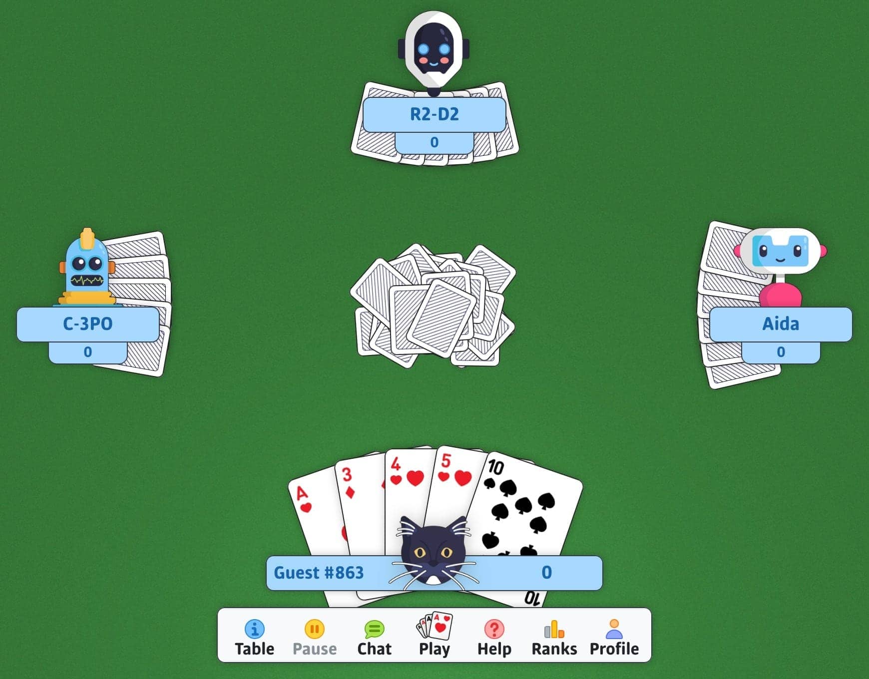 Play free Gin Rummy online - Gin Rummy card game screenshot